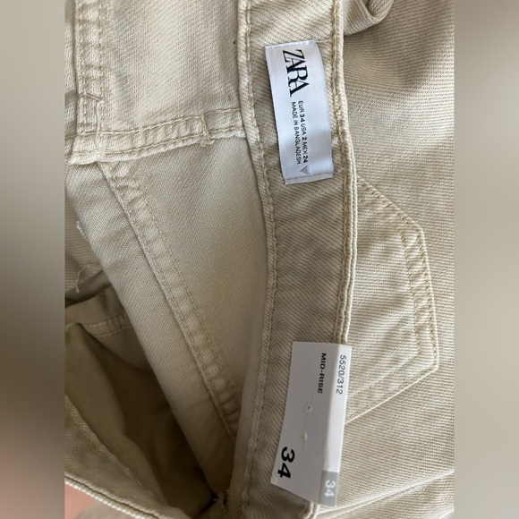 NWT Zara Beige Jeans Mid rise Wide Leg - Picture 5 of 5
